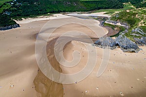 Aerial view of 3 cliffs bay