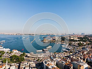 Aerial Drone View of Istanbul Kadikoy Seaside Square