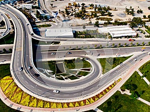 Aerial Drone View of Istanbul Kartal Highway Intersection / Interchange.