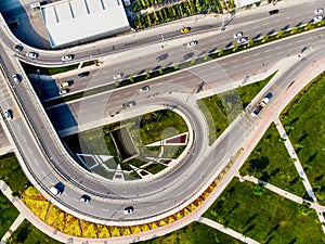 Aerial Drone View of Istanbul Kartal Highway Intersection / Interchange.