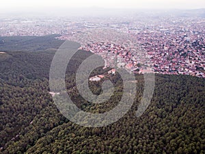 Aerial Drone View of Istanbul Sultanbeyli Region / Forest and City photo