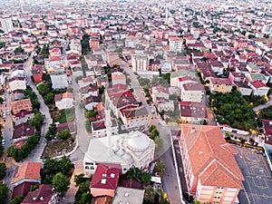 Aerial Drone View of Istanbul Sultanbeyli Region / Forest and City photo