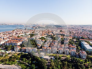 Aerial Drone View of Kadikoy Moda Seaside in Istanbul photo