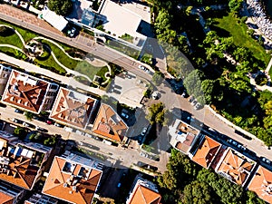 Aerial Drone View of Kadikoy Moda Seaside in Istanbul photo