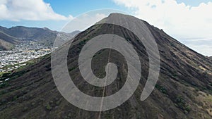 Aerial drone view of Koko Head Crater