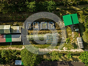 Aerial drone view of a mix agriculture land in Jasin, Melaka, Malaysia