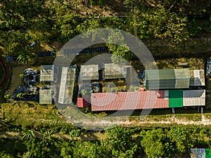 Aerial drone view of a mix agriculture land in Jasin, Melaka, Malaysia