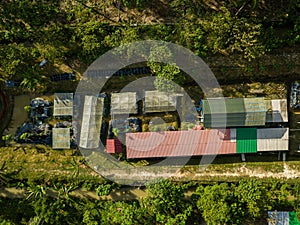 Aerial drone view of a mix agriculture land in Jasin, Melaka, Malaysia