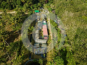 Aerial drone view of a mix agriculture land in Jasin, Melaka, Malaysia