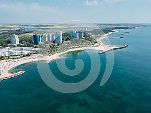 Aerial Drone View Of Neptun-Olimp Resort On The Black Sea In Romania