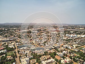 Aerial Drone view of niarela Quizambougou Niger Bamako Mali