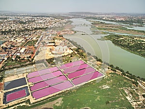 Aerial Drone view of niarela Quizambougou Niger Bamako Mali