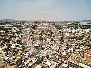 Aerial Drone view of niarela Quizambougou Niger Bamako Mali