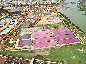 Aerial Drone view of niarela Quizambougou Niger Bamako Mali