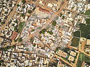 Aerial Drone view of niarela Quizambougou Niger Bamako Mali