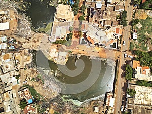 Aerial Drone view of niarela Quizambougou Niger Bamako Mali