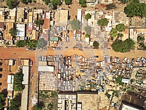 Aerial Drone view of niarela Quizambougou Niger Bamako Mali