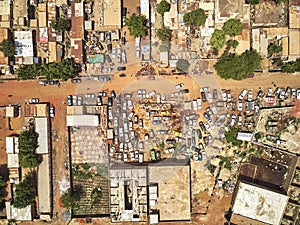 Aerial Drone view of niarela Quizambougou Niger Bamako Mali