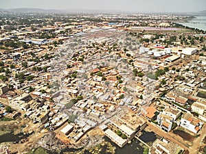 Aerial Drone view of niarela Quizambougou Niger Bamako Mali