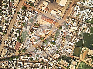 Aerial Drone view of niarela Quizambougou Niger Bamako Mali