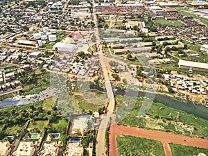 Aerial Drone view of niarela Quizambougou Niger Bamako Mali