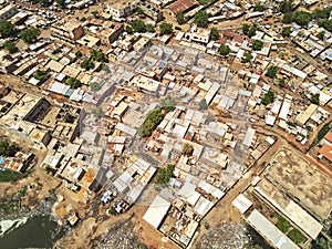 Aerial Drone view of niarela Quizambougou Niger Bamako Mali