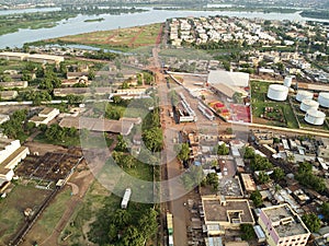 Aerial Drone view of niarela Quizambougou Niger Bamako Mali