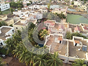 Aerial Drone view of niarela Quizambougou Niger Bamako Mali