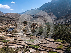 Aerial view of an old Omani village. photo