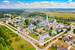 Aerial drone view of the Optina Pustyn Orthodox male monastery Kozelsk, Russia