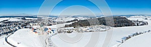 Aerial drone view of Pilgrimage Church of Saint John of Nepomuk, Zdar nad Sazavou, Czech Republic. UNESCO heritage. Ancient