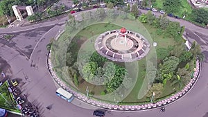 Aerial/drone view of pot monument in indonesia