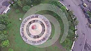 Aerial/drone view of pot monument in indonesia