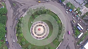 Aerial/drone view of pot monument in indonesia