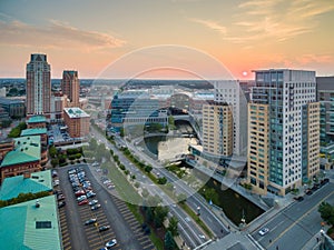 Aerial drone view of Providence Rhode Island