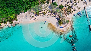 Aerial drone view of Saona Island in Punta Cana, Dominican Republic