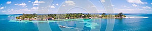 Aerial Drone view of South Water Caye tropical island in Belize barrier reef photo