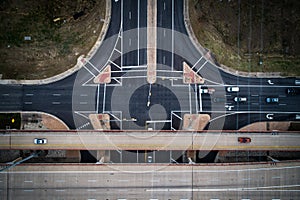 Aerial drone view Top Down View of Streets and Intersections photo