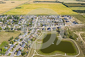 Aerial Drone View of the town of Dalmeny Saskatchewan