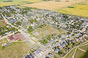 Aerial Drone View of the town of Dalmeny Saskatchewan