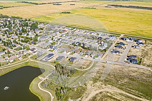 Aerial Drone View of the town of Dalmeny Saskatchewan