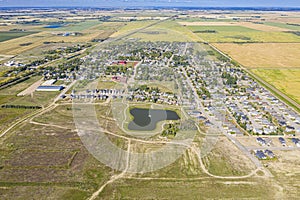 Aerial Drone View of the town of Dalmeny Saskatchewan