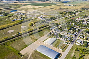 Aerial Drone View of the town of Dalmeny Saskatchewan