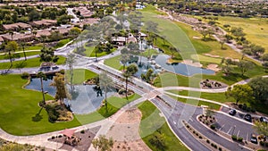 Aerial drone view of the Trilogy Golf Club on a sunny day