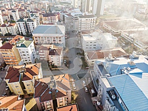 Aerial Drone View of Unplanned Urbanization City of Istanbul Kartal Yakacik