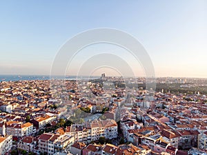 Aerial Drone View of Unplanned Urbanization Istanbul Capa Sehremini Aksaray / Turkey.