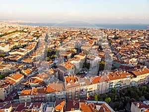 Aerial Drone View of Unplanned Urbanization Istanbul Capa Sehremini Aksaray / Turkey.