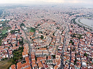 Aerial Drone View of Unplanned Urbanization Istanbul City with Apartment Buildings Yenikapi Samatya in Turkey.
