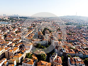 Aerial Drone View of Unplanned Urbanization Istanbul Kadikoy Moda.