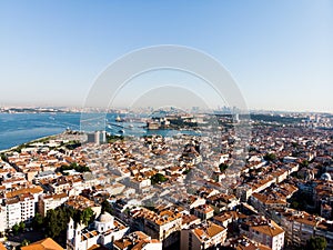 Aerial Drone View of Unplanned Urbanization Istanbul Kadikoy Moda. photo